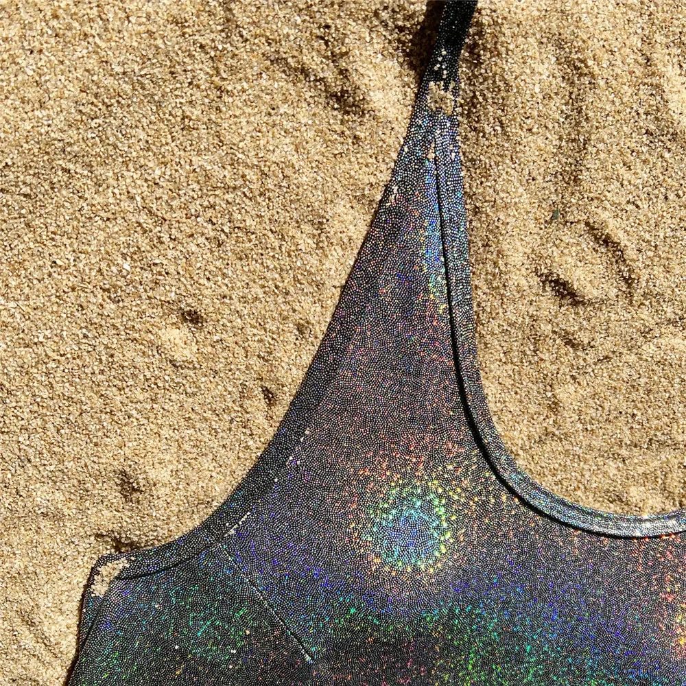 Silver Shiny Backless Swimwear Sexy One Piece Swimsuit Women 2025 High Leg Cut Bathing Suit Beach Swimming Wear One-Piece Suits image 5