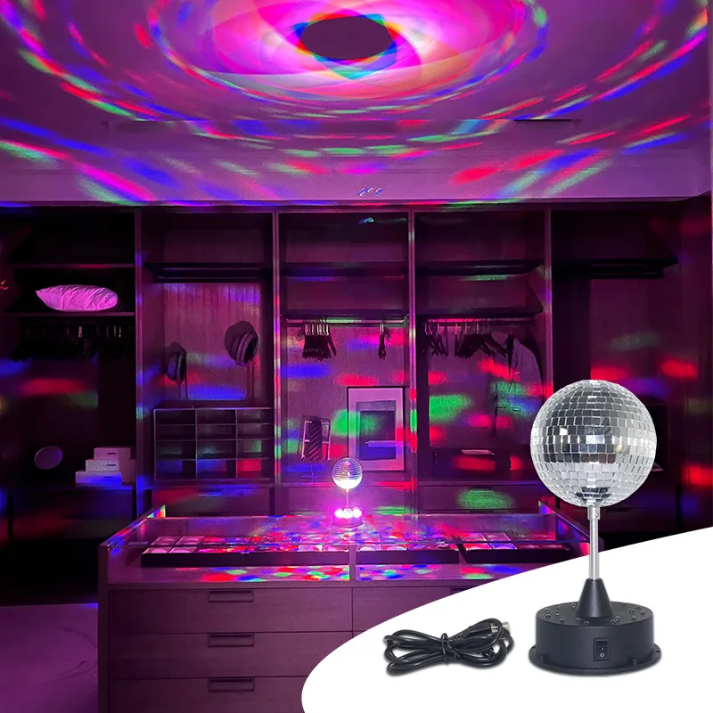 

5" Mini Mirror Disco Ball, Reflective Led Stage Lighting for Dance Disco DJ Club Party Decoration, Family Gathering Live Lamp