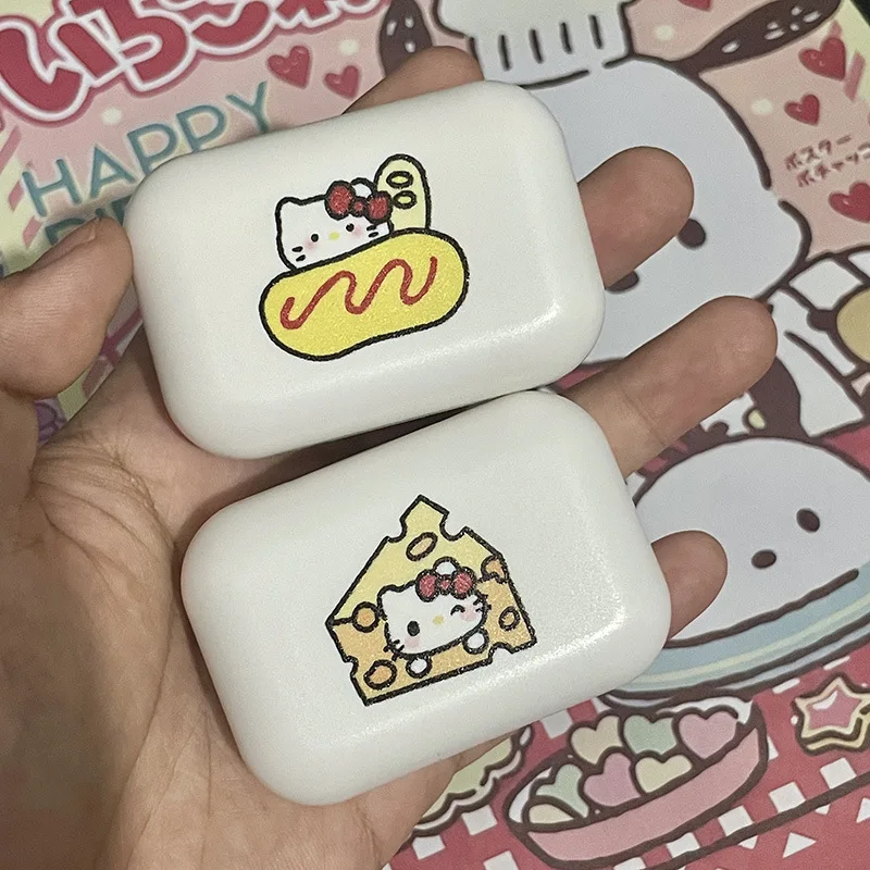 Hello Kitty Contact Lens Case Sanrio Care Box Anime Girl Portable KT Contact Lenses Case Gift Cartoon Companion Box Mirror