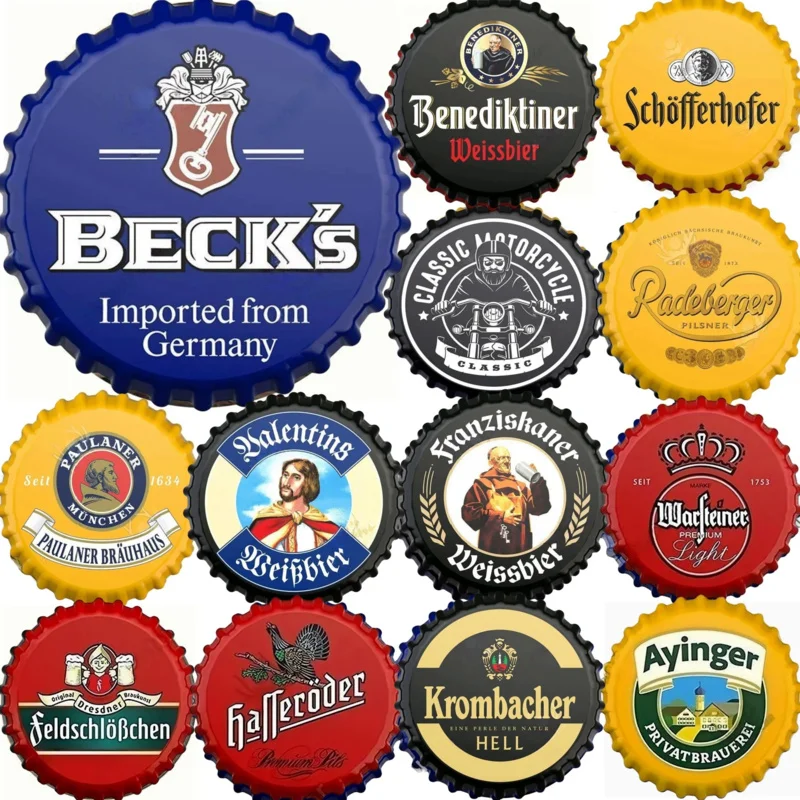 Beer Bottle Cap Decor Vintage Metal Sign Plaque Home Decor Tin Sign Pub Bar Man Cave Club Wall Decoration