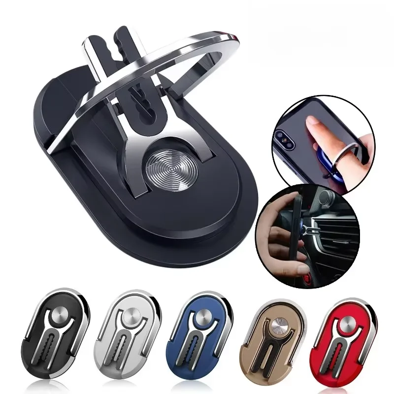 Finger Ring Phone Holder Stand Bracket Universal Mini Phone Holder Rotating for Car Air Vent Mobile Phone Back Sticker Foldable image 2