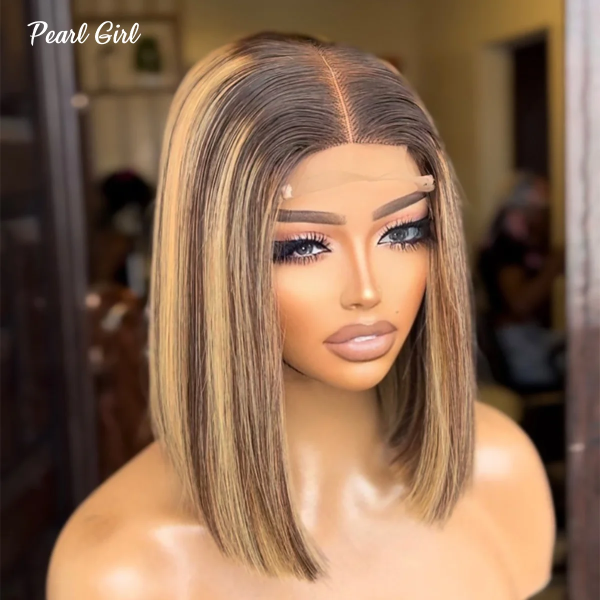 

Super Double Drawn Highlight Blonde P4/27 Straight Bob Wig Human Hair 13x6 13x4 HD Lace Front Bob Preplucked 4x4 5x5 Closure Bob