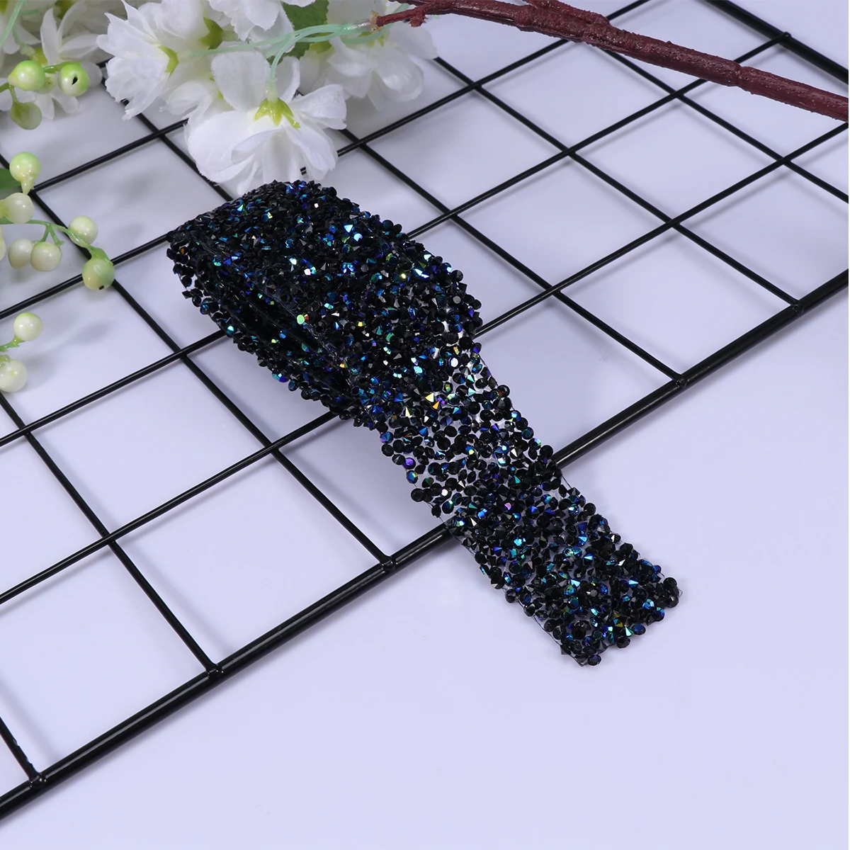 

1 Yard Black Blue Rhinestone Wedding Dress Belt Adhesive Mesh Ribbon Crystal Resin Trim Bridal Costume Shoe Bag Decoration Hot