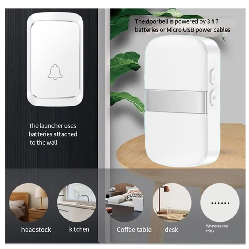 A003 Wireless Home Welcome Smart Doorbell Battery Type Doorbell 60 Songs Call Reminder LED Flash Home Alarm