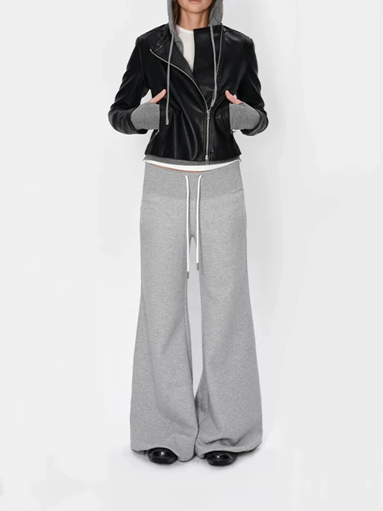 Autumn and winter new women's sports daily versatile casual pants loose thin drawstring threaded flared sweater pants