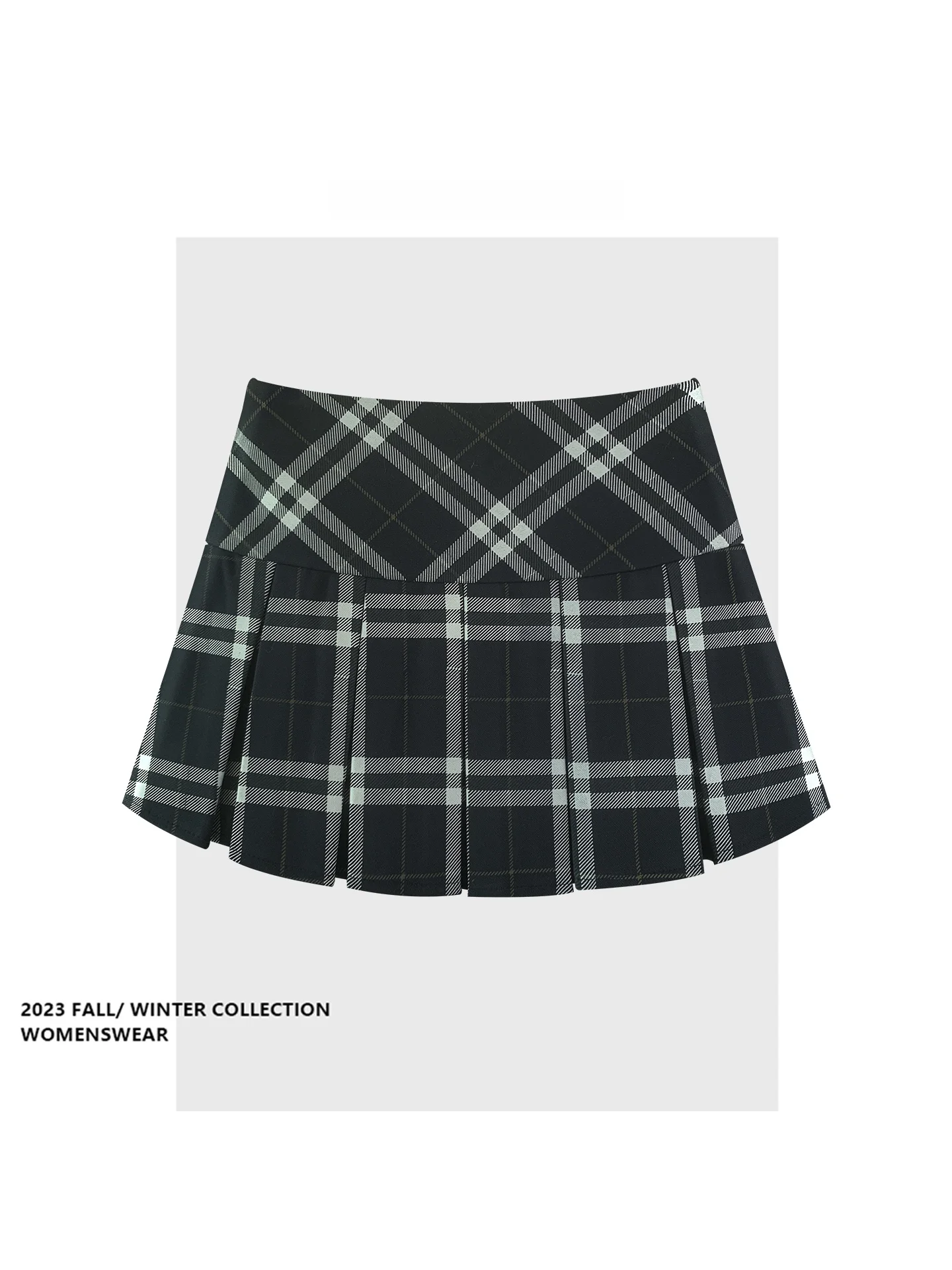 

Юбка трапециевидной формы в американском стиле ретро, женская новинка 2025, осенняя черно-белая сложенная юбка, утягивающая юбка f-length Thi