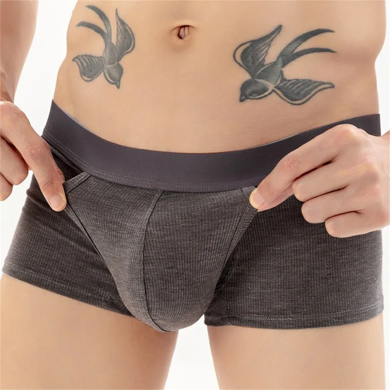 Hot Men's Space Module U Convex Bag Panties Male Thread Breathable Underwear Youth Flat Boxers Comfortable Bottoms Sexy Lingerie