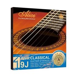 Alice AWR19J Classical Guitar Strings Set Golden Crystal Nylon Carbon Silver Plated Copper Wound with Multi-layer Nano Coating