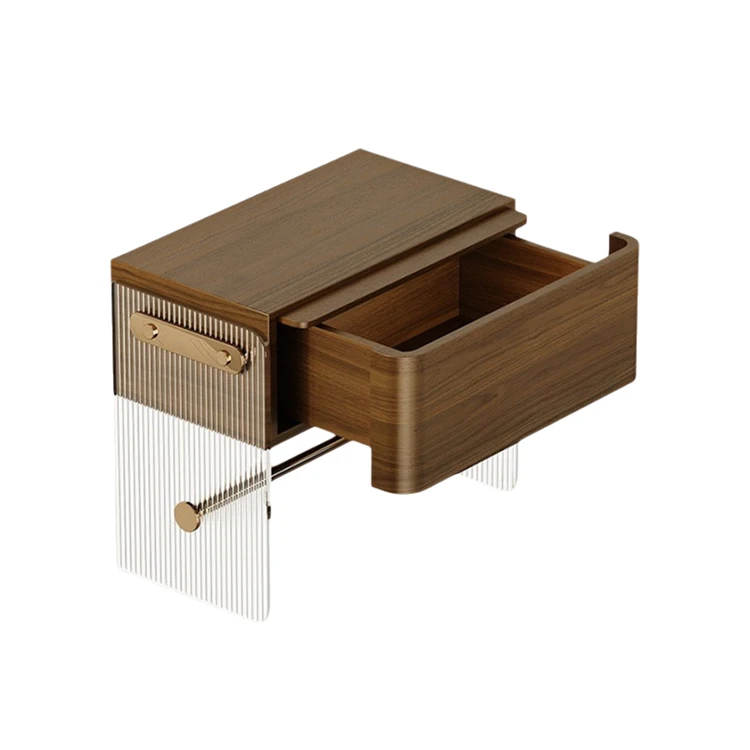 Stainless steel bedside table with acrylic base storage retro bedside table