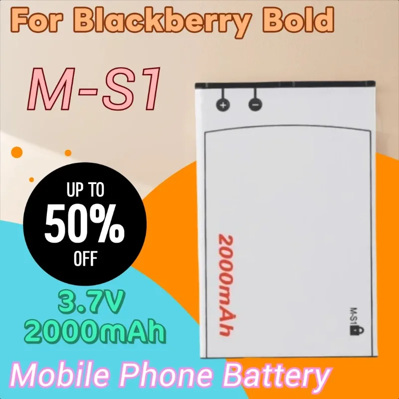 

New 3.7V 2000mAh Mobile Phone Battery M-S1 MS1 for Blackberry Bold 9000 9030 9780 9630 9700 High Quality