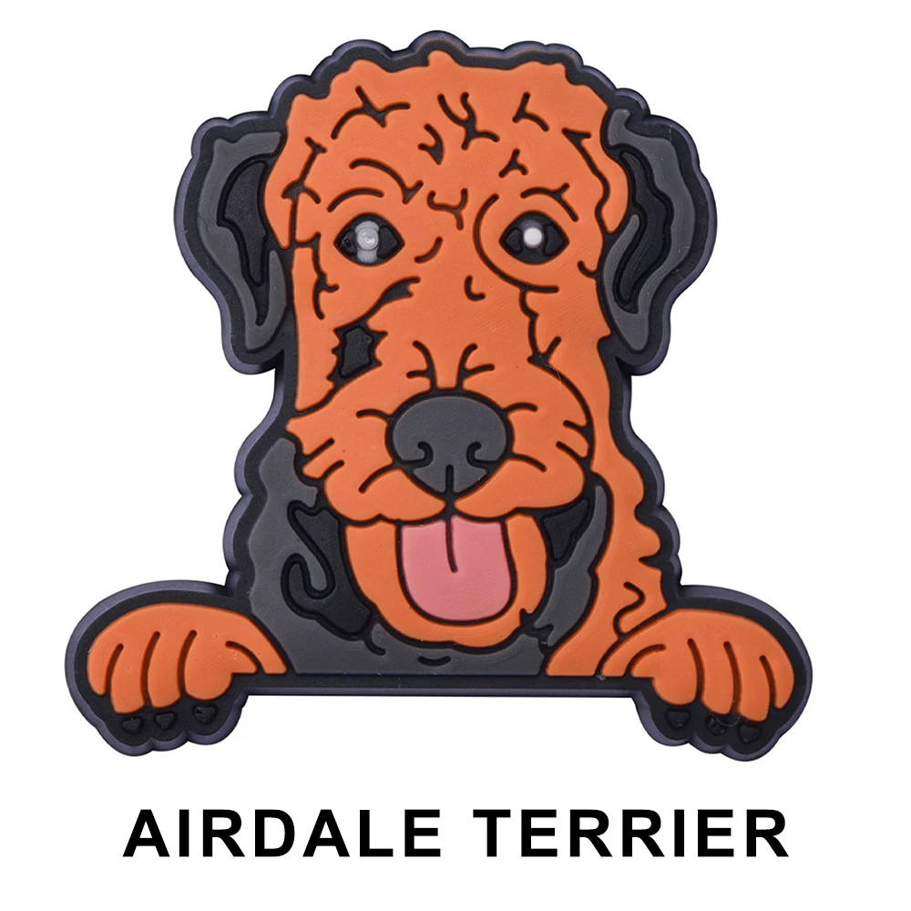 Airedale Terrier-abalorio de zapatos de animales de dibujos animados, decoración de zapatos de perro samoyedo, regalo, 1-21 piezas