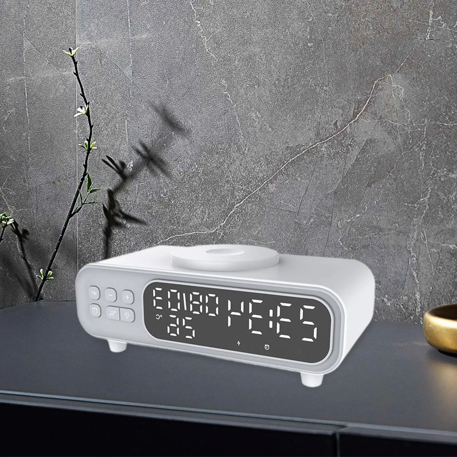 

Cordless Charger 15W 12/24H Fast Charging Alarm Clock for Phones Desk Watch