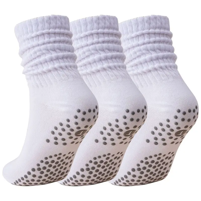 

3 пары женских силиконовых противоскользящих спортивных носков, мягкие впитывающие пот носки средней длины, легкие термоноски, дышащие носки