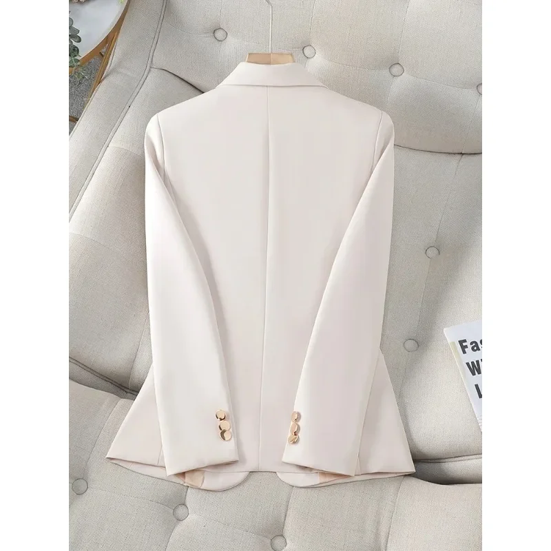 Fashion Ladies Blazer Women Jacket Apricot Coffee Black Long Sleeve Single Button Female Business Work Wear Slim Formal Coat