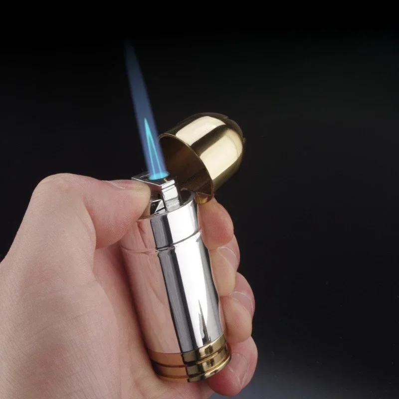 Men’s Bullet Shaped Metal Lighter, Built-in Flashlight And Bottle Opener, Windproof Butane Igniter For Cigars & Cigarettes