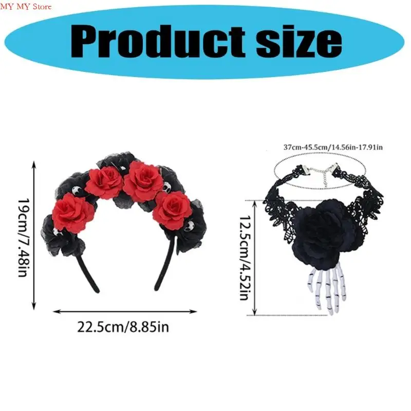 زي ديا لوس موورتو النسائي لعيد الهالوين يوم الموتى سينوريتا إكسسوارات أزياء الهالوين التنكرية