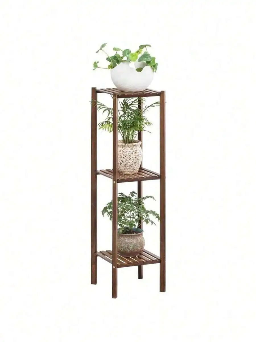 Bamboo Utility 3-Tier Plant Stand Rack – Multiple Flower Pot Holder Shelf, Indoor/Outdoor Planter Display Shelving Unit For Pati