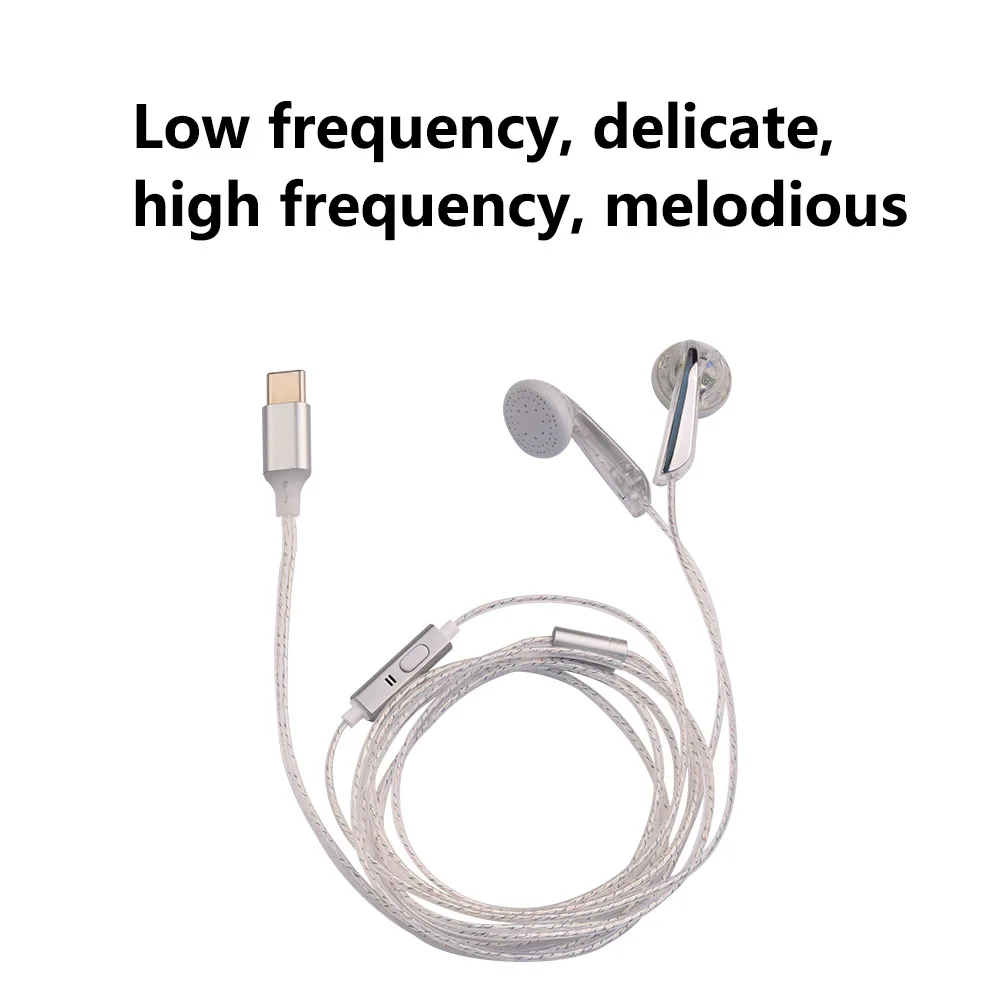 QIGOM DT100 유선 플랫 헤드 이어폰 (마이크 포함) 보컬 버전 30ohms 116dB 키 작동 헤드셋 이어폰 유형 C