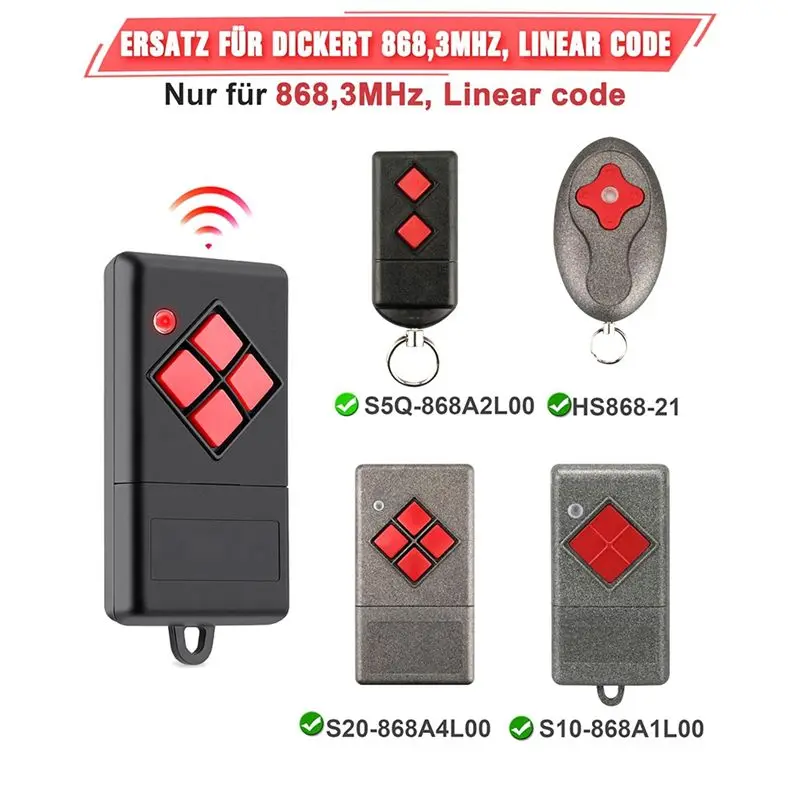 [NEW A09R!】 Handheld Transmitter(AM), For Dickert S10-868A1L00, Garage Door Remote Control-Pack Of 2 For Models S10-868A4L00, 86