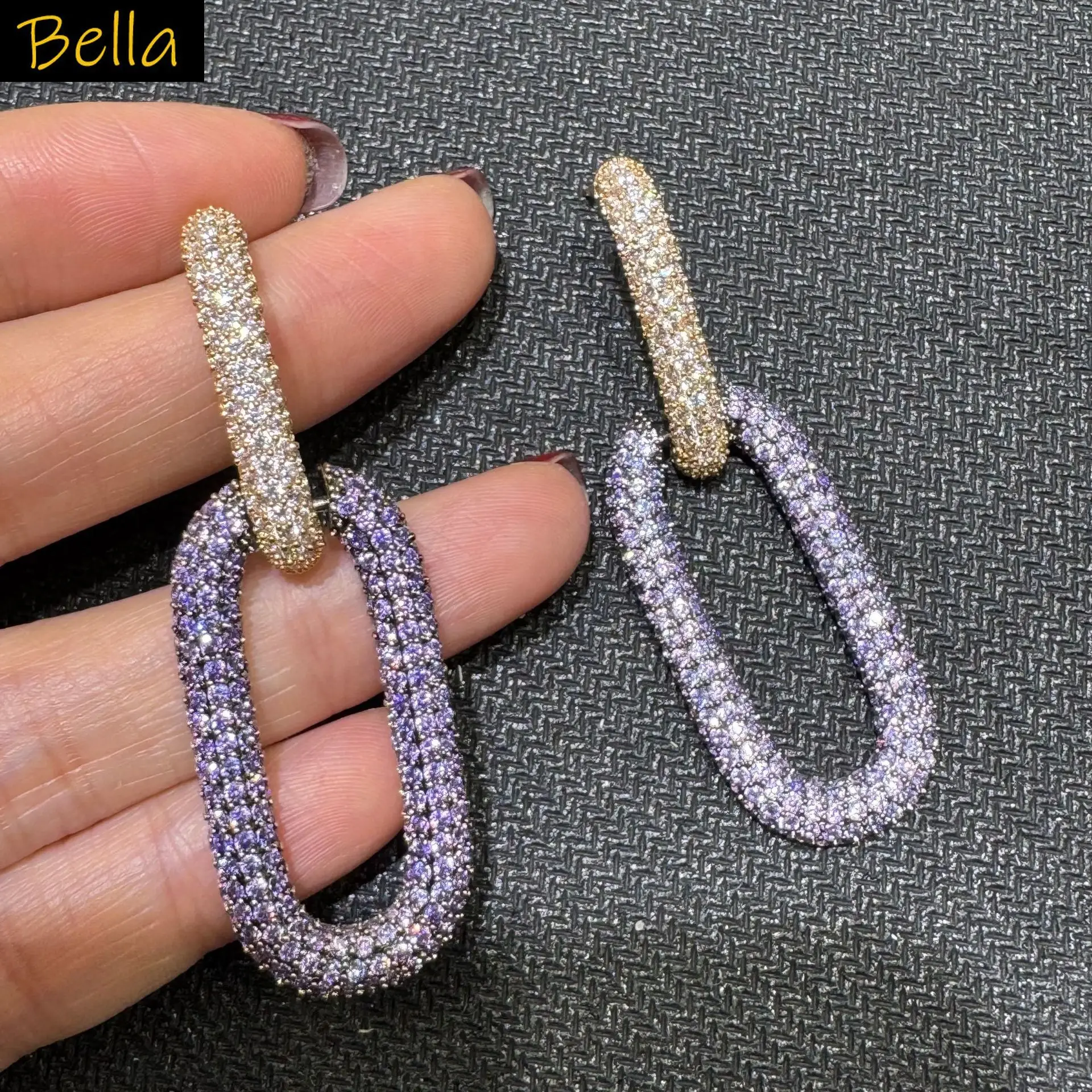 fashion cubic zirconia earrings for women jewelry gala event party dangling earrings green purple pink orange rectangle hollowed