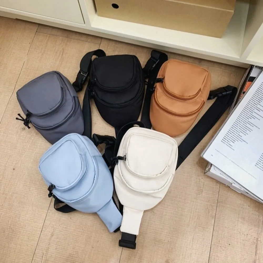 

Personalized Solid Color Men Crossbody Bag Mini Nylon Sports Chest Bag Multifunctional Japanese Style Shoulder Bag Unisex