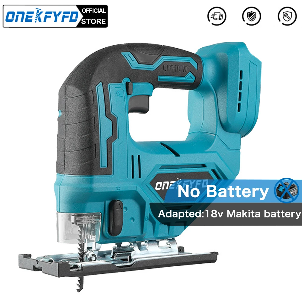 

ONEKFYFD 20V 65mm 5500RPM Cordless Jigsaw Electric Jig Saw Portable Multi-Function Woodworking Power Tool for Makita 18V Battery