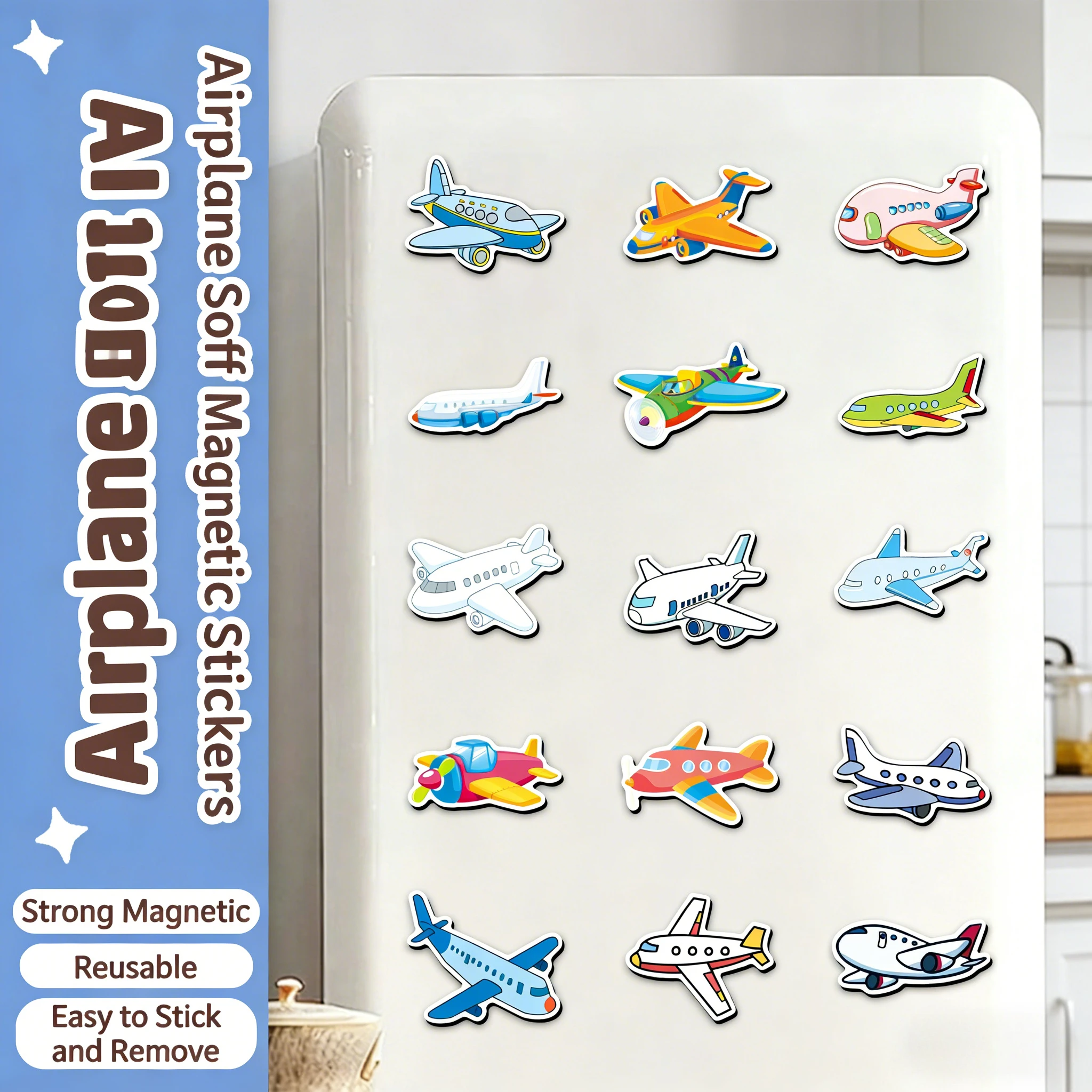 20pcs Transport-Themed Fridge Magnets Featuring Airplanes,Designed for Indoor Decoration on Whiteboards,Kitchens,Dishwashers
