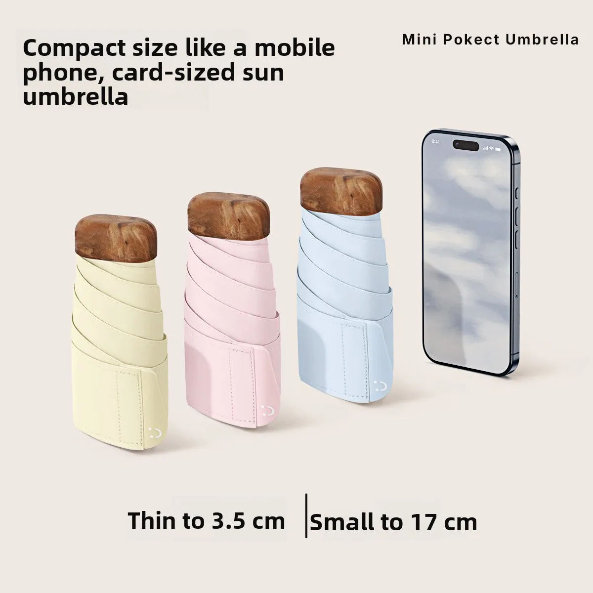 

Five Sun Umbrella Ultra Lightweight Portable Card ket Umbrella Sunade Waterproof Pure Color for Men And Women