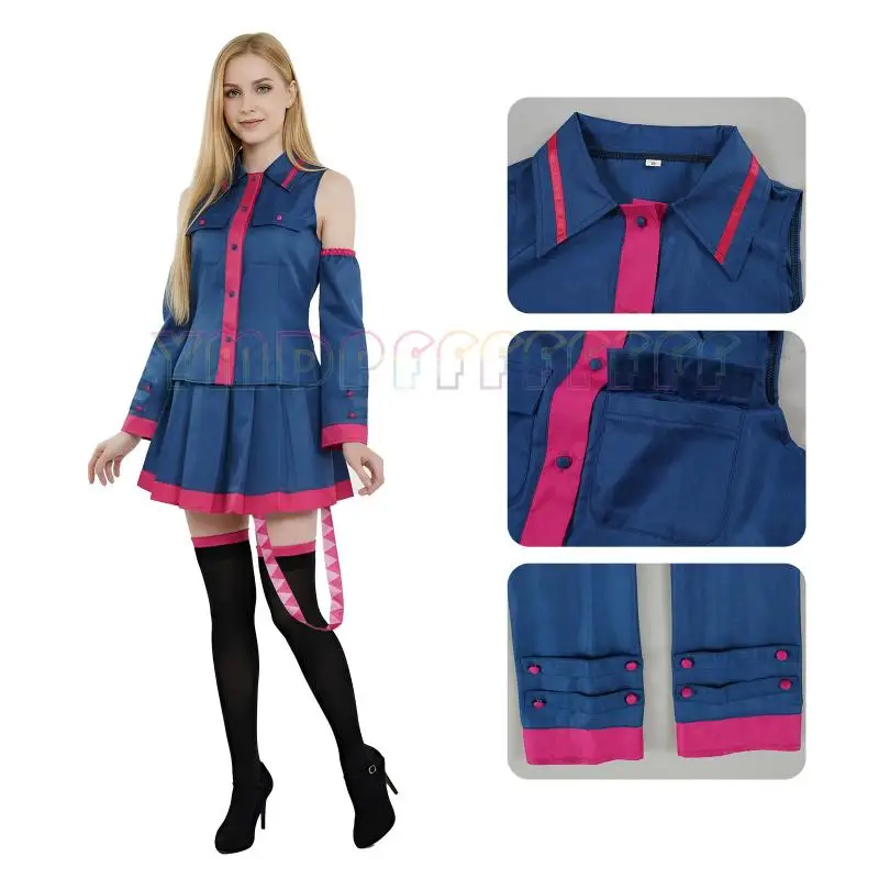 Anime Kasane Teto cosplay costume wig Halloween party set top skirt sleeves socks Easter dress fantasy dress up hot view 2