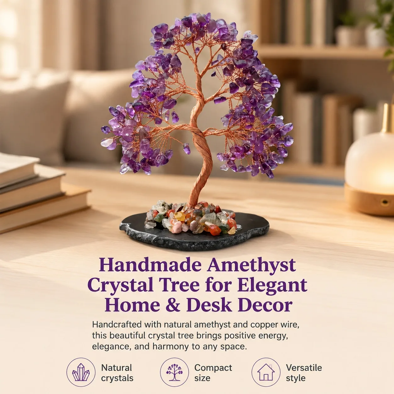 Natural amethyst tree, suitable for leisure crystal, specialty crystal collection, jewelry making, can be used as holiday gift, Christmas gift, birthday gift, and is the best choice for holiday gift giving