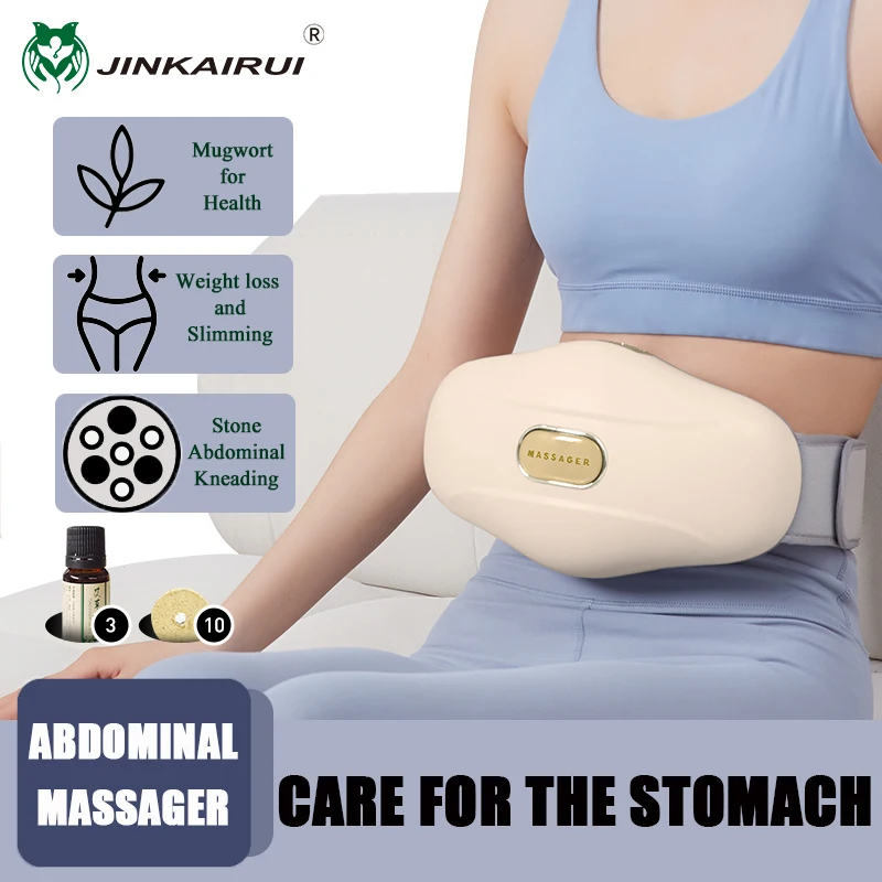 

Electric Abdominal Massager Bian Stone Fully Automatic Heated Kneading Neck Back Waist Slimming Belt Abdomen Massage Health Gift