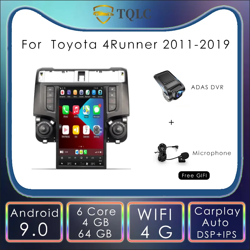 

13.6'' For Toyota 4Runner 2011-2019 Android Car Multimedia Player Radio GPS Tesla Touch Screen CarPlay Android Auto DSP 64G BT