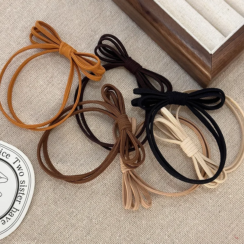 1/6 Pcs Set Hair Band Rope Rubber Bow Korean Small Ponytail Basic Cute Accessories for Women Girl Scrunchie Sweets Kpop Vintage