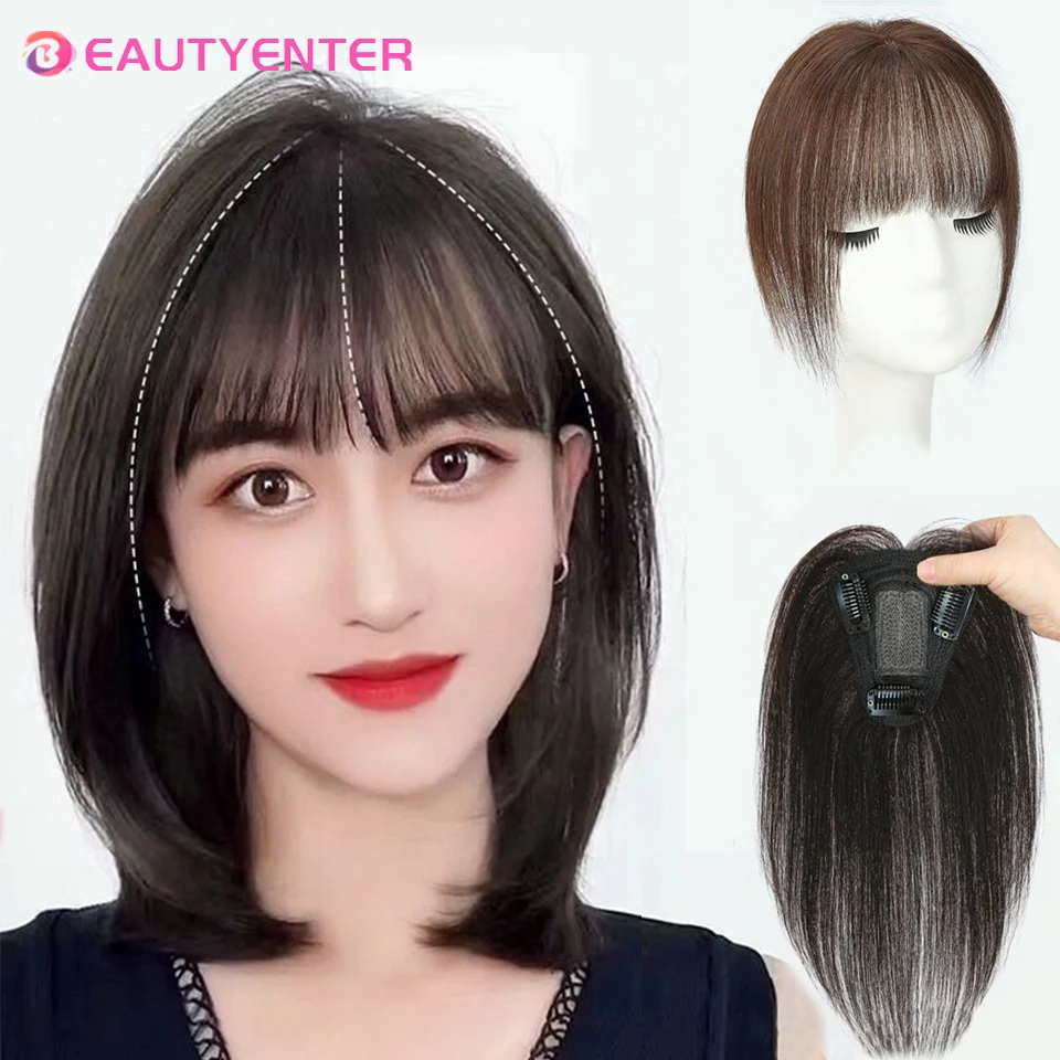 

BEAUTY Natural Synthetic Hair Bangs Side Fringe for Women 3D Middle Part False Bangs Clip-in Exrensions Invisible Hairpieces