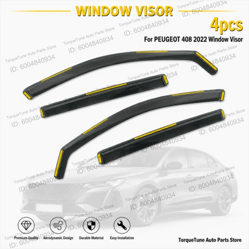 Premium Injection Deflector Easy Installation Window Visor Wind Deflector For PEUGEOT 408 2022 Direct Fit Rain Guard