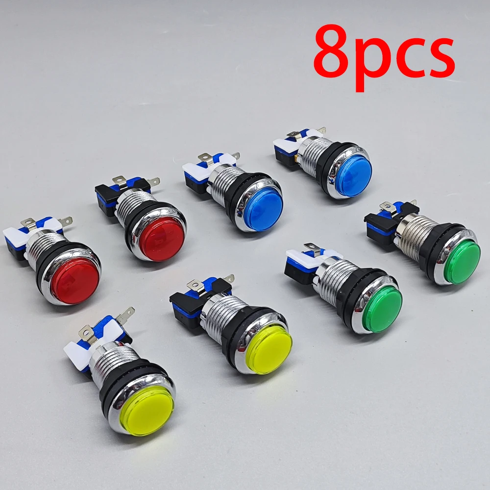 33mm Arcade-Taste Push-LED-Licht 12V Silber Überzogene Taste Für Arcade-Spiel Video Klaue Schaukel Maschine flipper DIY Teile – Detail 10