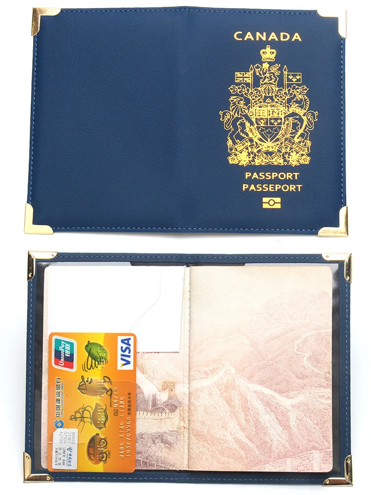 Fashion Canada Passport Holder Men Women Pu Cover for Passport Travel Wallet Cards Document Organizer