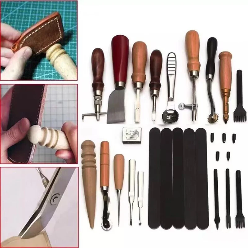 Hand Made Leather Bag Tools Leather Goods Making Tools Leather DIY Tool Set Diamond Cutting Hand Punch