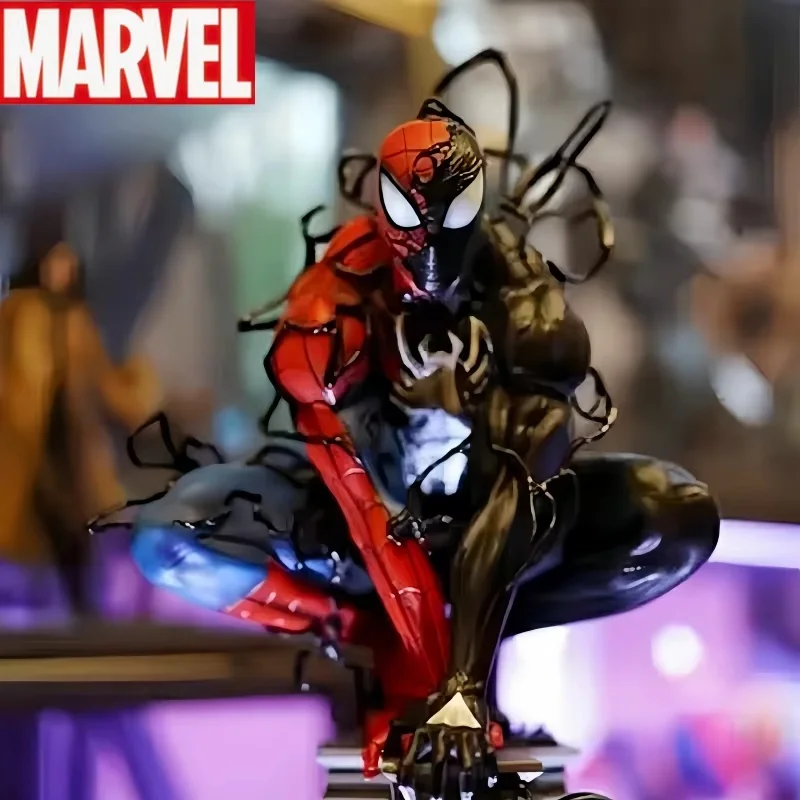 New 40cm Marvel Anime Figure Peripherals Symbiotic Spider Man Venom Plug In Luminous Desktop Decoration Collect Model Toys Gifts