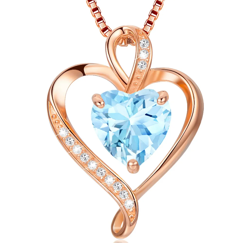 

Heart Necklaces for Women 925 Sterling Silver Pendant Jewelry Necklace Silver Rose Gold Love Birthstone Necklace for Her Wife