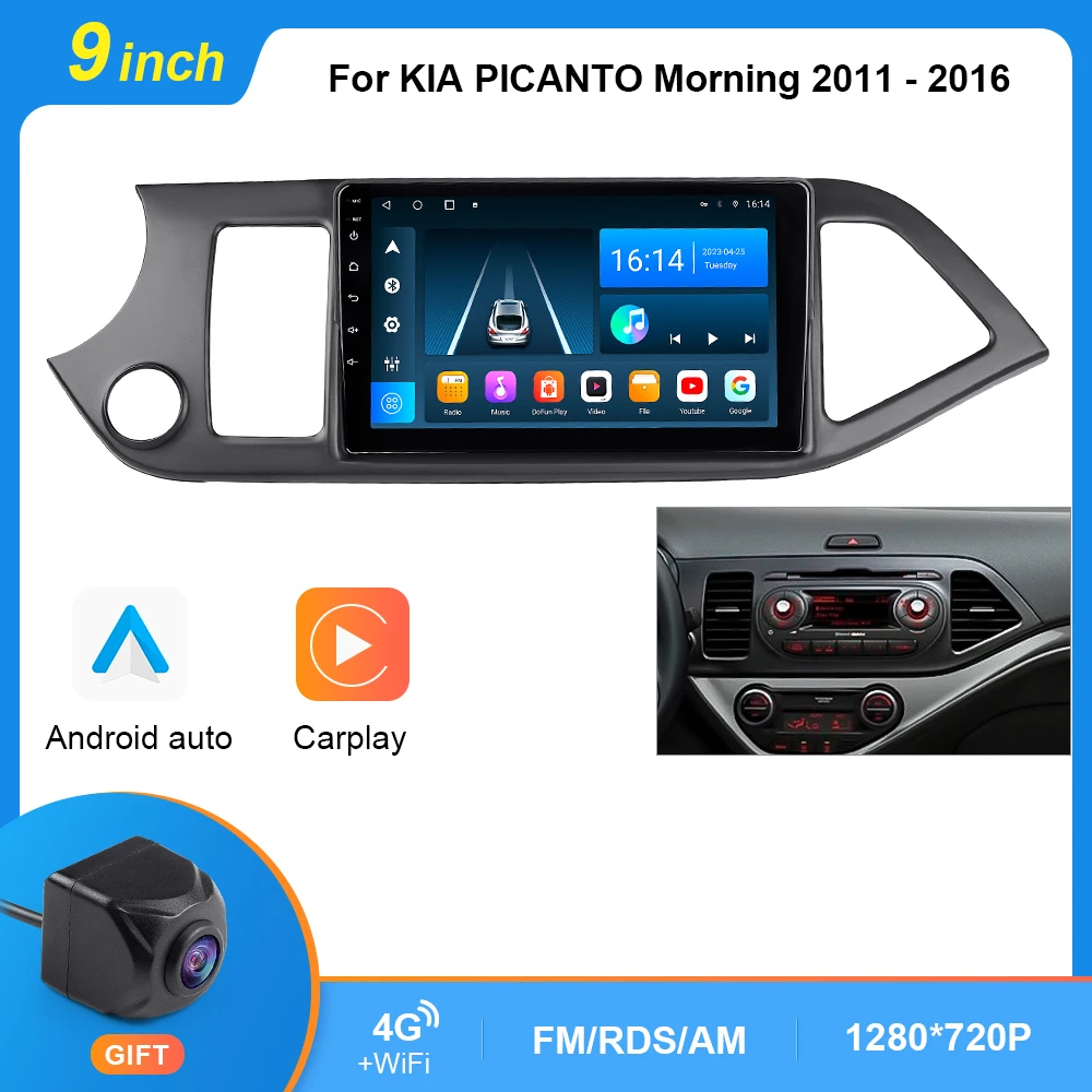 

Car Radio GPS Navigation For Kia Morning Kia Picanto 2011-2016 8G 128G Android 10 2 Din Carplay 4G WIFI DVD Player Autoradio