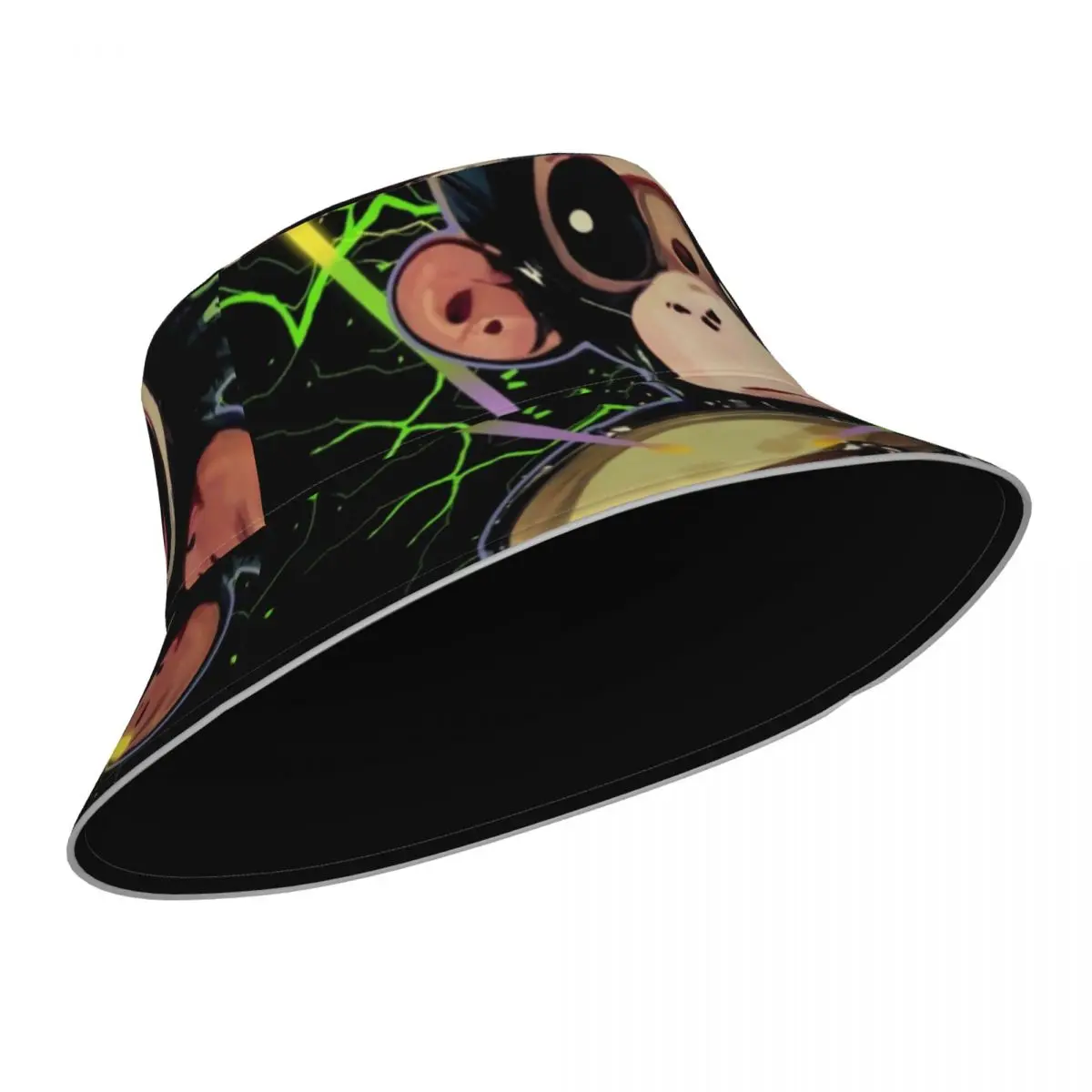 Drumming Monkey Bucket Hat Cute Animal Print Man Woman Outdoor Fisherman Hats Double-sided Wear Classic Reflective Sun Hat