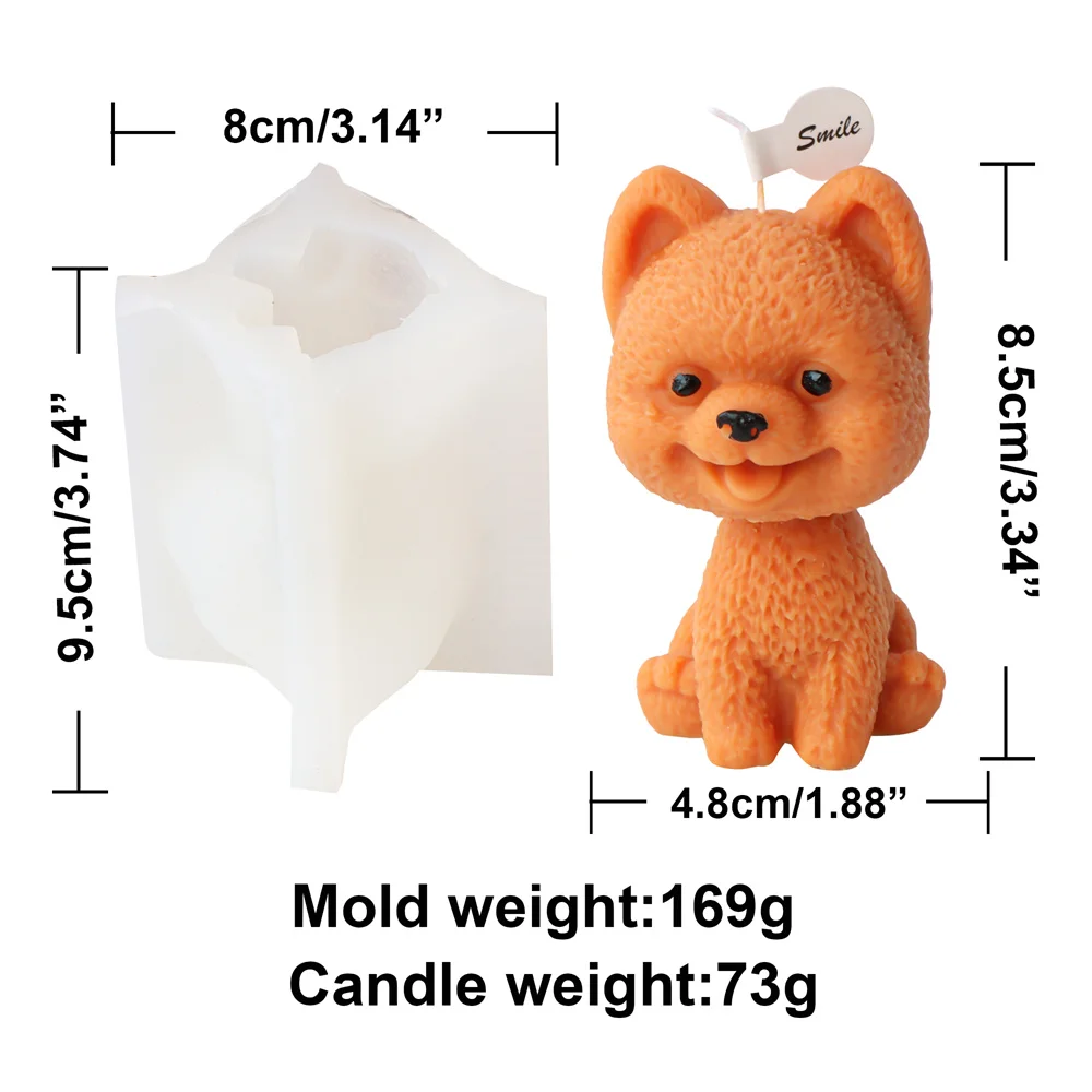 3D Flower Teddy Bear Candle Mold DIY Baby Bear Pomeranian Puppy Silicone Fondant Soap Making Mold for Cake Baking Topper Decor