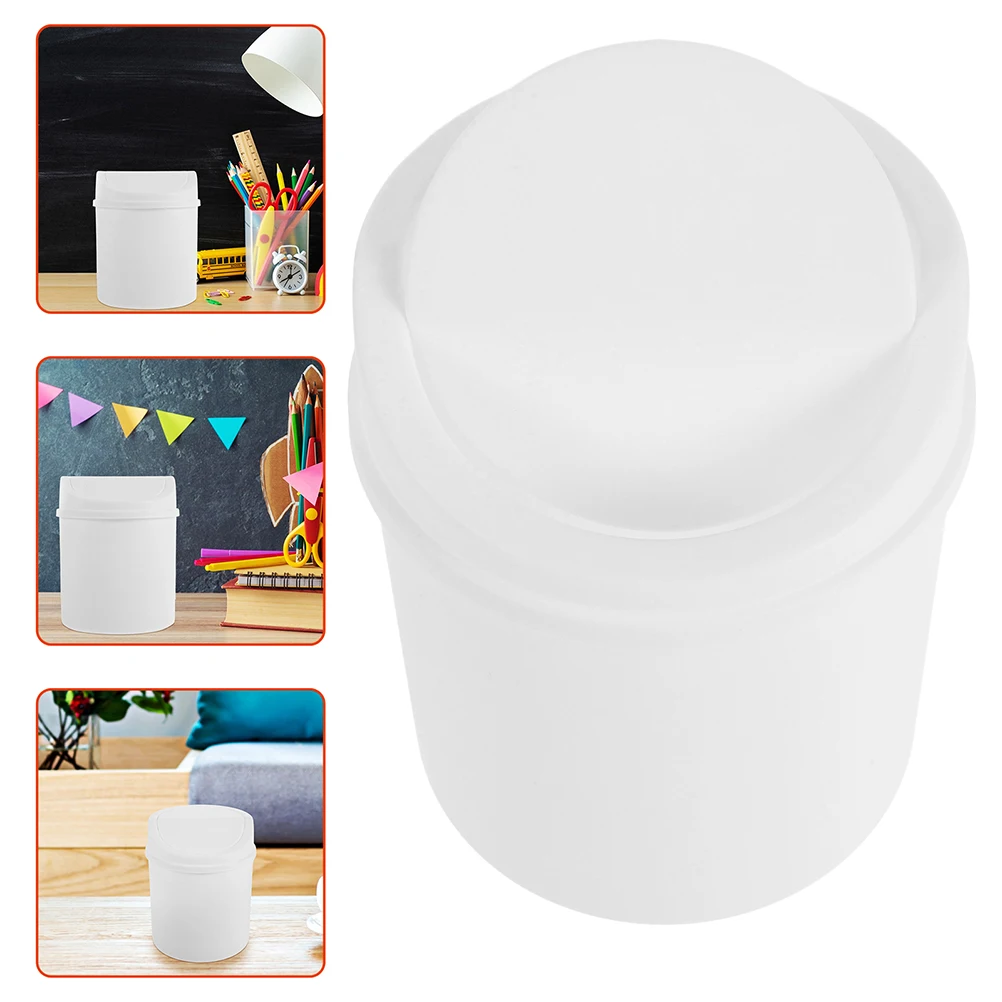 

2Pcs Flip Lid Mini Tabletop Trash Can Creative Desktop Waste Bin Small Garbage Container for Home Office Bedroom