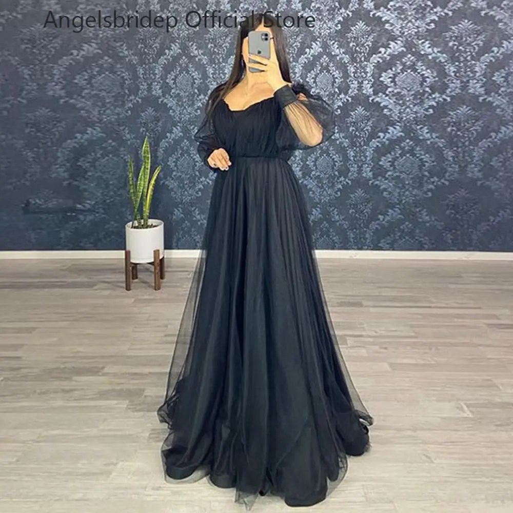 

Angelsbridep Saudi Arabia Formal Dress A-Line Robe De Soirée De Mariage Puff Sleeves With Buttons Evening Gowns Prom Dresses