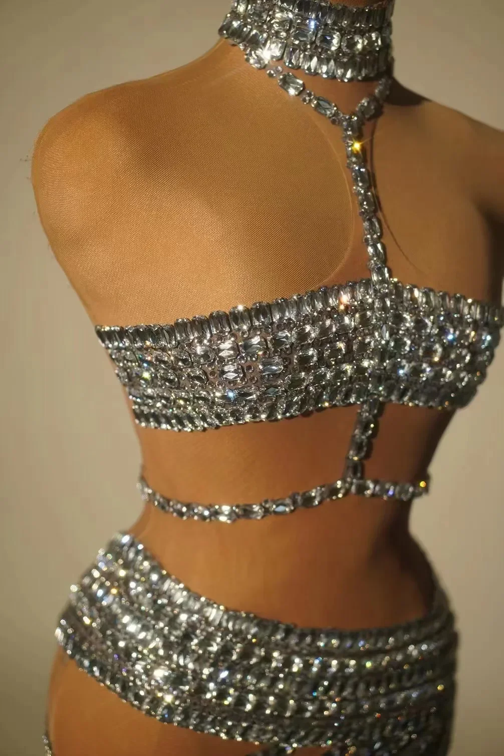 Frauen sexy funkelnde Strass steine kurzes Netz kleid feiern Ballkleid Geburtstags feier Kleid Leistung Bühnen kleidung