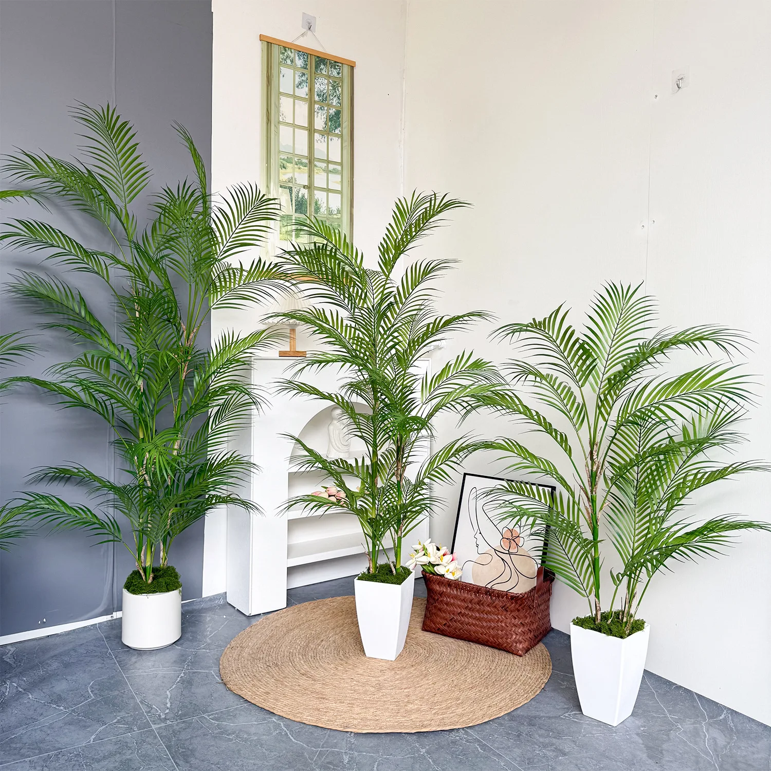 

Artificial Areca Palm 85CM To 190CM Nordic-style Large Artificial Potted Plant for Home Living Room Decoration Fake Plant