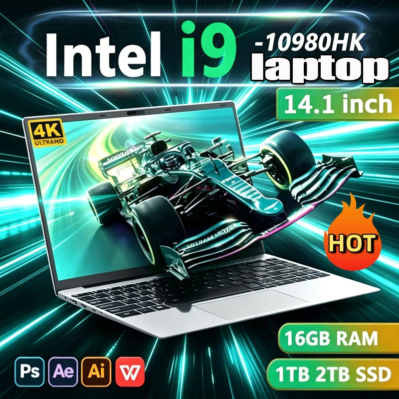 14.1 Inch Gaming Laptop Computer 10980HK 16GB RAM 1TB 2TB SSD PC Gamer Windows 11 Pro Laptops 1920*1080P Office Study PC