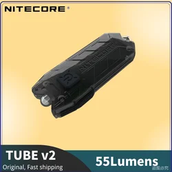 100% original nitecore tubo v2.0 55lumens usb recarregável edc bolso lanterna u-pole lâmpada chaveiro luz