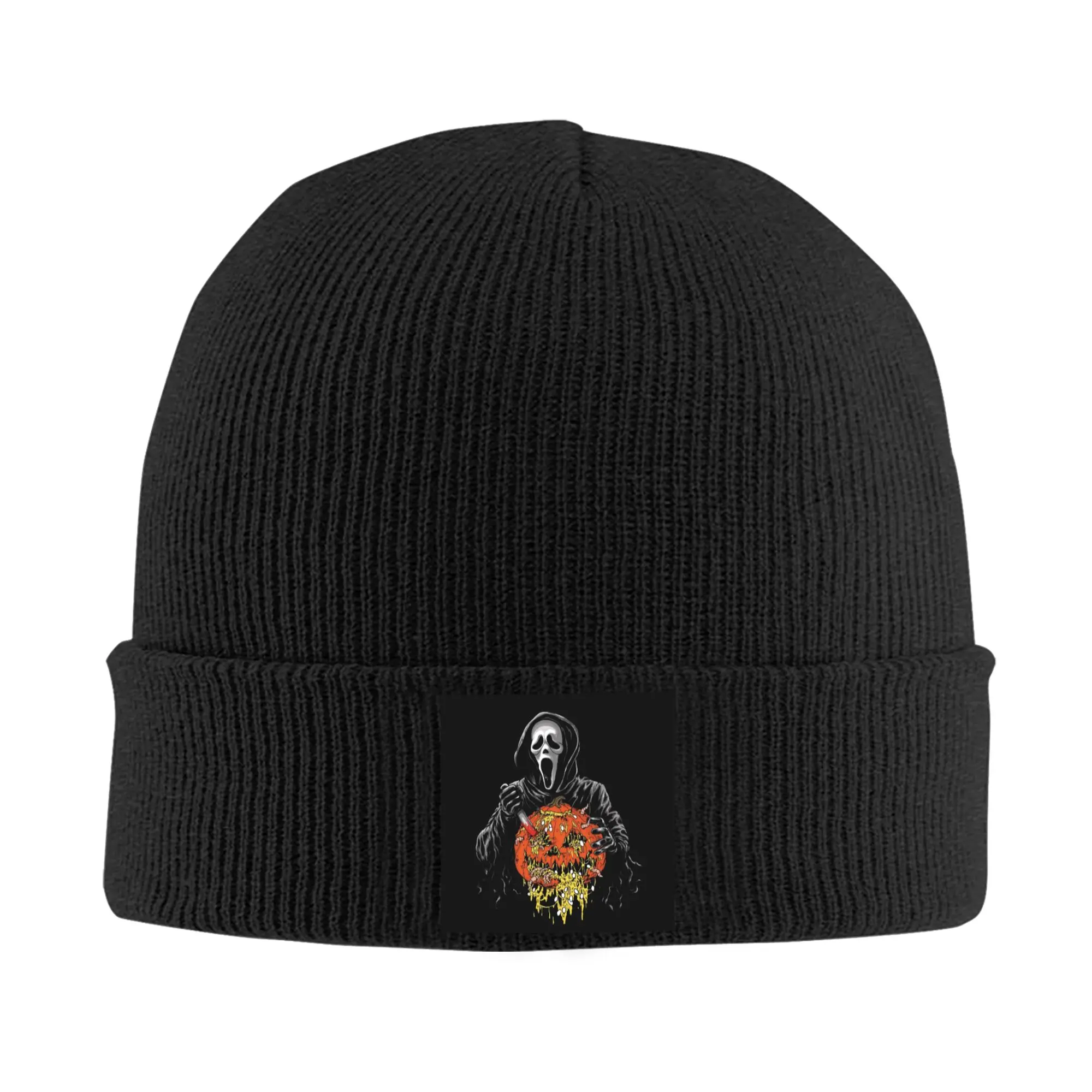 Custom Halloween Screaming Skullies Beanies Caps Cool Winter Warm Women Men Knit Hat Unisex Adult Ghost Killer Face Bonnet Hat